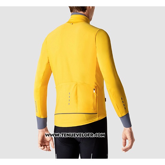 2019 Maillot Ciclismo La Passione Jaune Gris Manches Longues et Cuissard